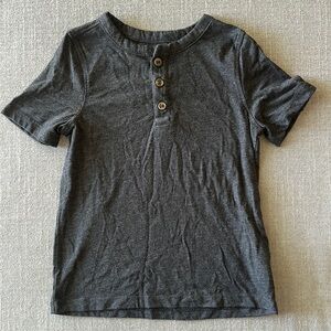 Old Navy Toddler Boy Charcoal Gray Button Neck Henley Short Sleeve Shirt Size 4T